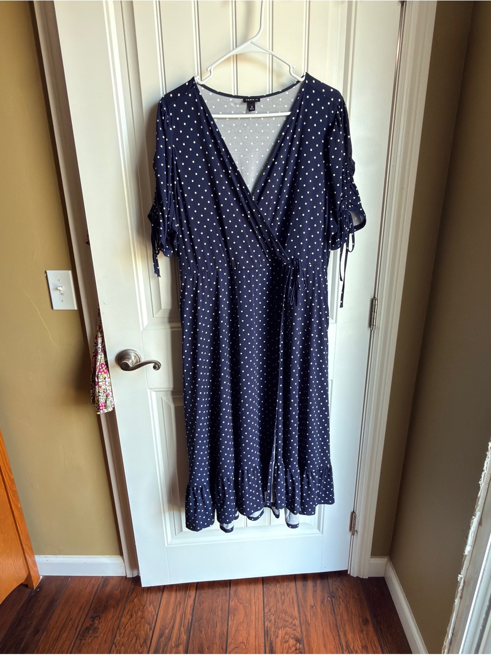 torrid Rockabilly Pinup Navy Blue Polka Dot Wrap Maxi Dress